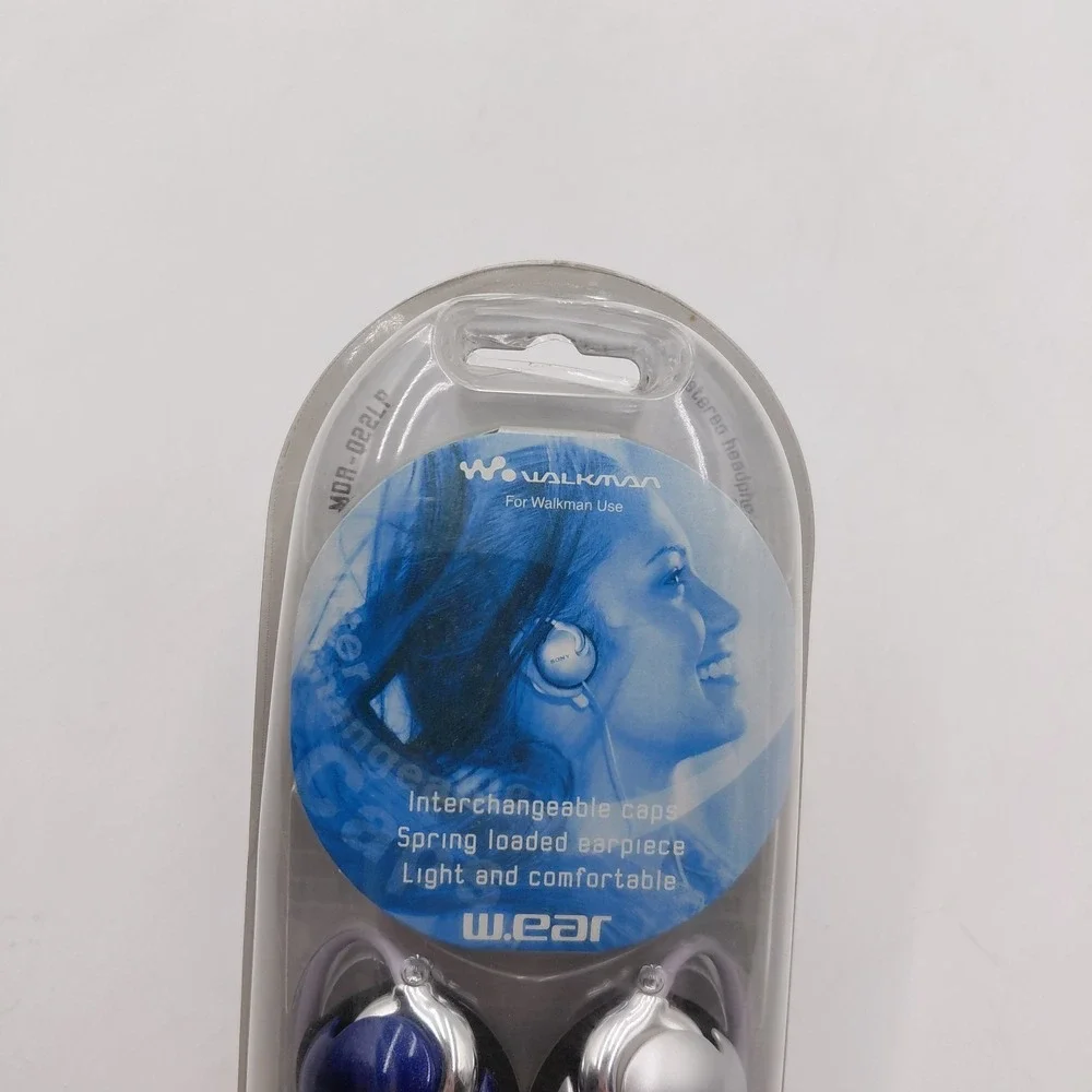 Sony MDR-Q22LP Ear-Hook Headphones NEW Silver/Blue Retro Vintage 2003 Sealed